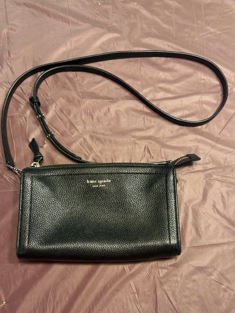 Kate Spade Knott small crossbody clutch in black pebbled leather
